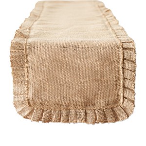 Design Imports  Jute Ruffle Trim Table Runner, Ruffle Trim Natural, 14X72" - 1 of 4