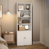 71.4" Farmhouse Bookcase with Doors - 6-Shelf Industrial Storage Unit, 11.8" Deep Wood Display Shelves for Living Room, Bedroom, Office - 4 of 4