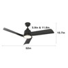 Warmiplanet 52"Ceiling Fans with Lights and Remote Control, DC Motor,Black, 3 Blades - 2 of 4