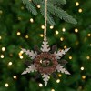 Northlight Snowflake with Jingle Bell  Wooden Christmas Ornament - 6" - Brown and Beige - 2 of 4