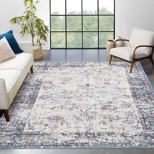 Coucheta Machine Washable Runner Rug, Non-Slip Low Pile Vintage Distressed Carpet for Kitchen Hallway Bedroom Entryway,Multiple sizes and colors - 1 of 4