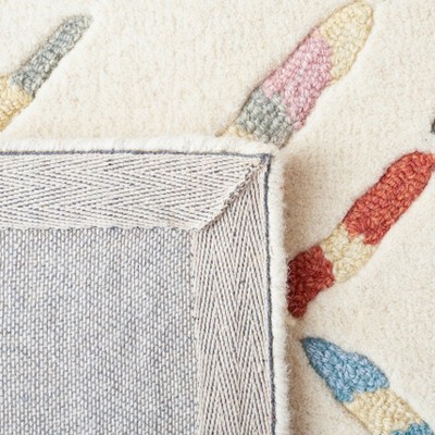 Ivory and Multicolor Hand-Tufted Wool 6' Square Rug