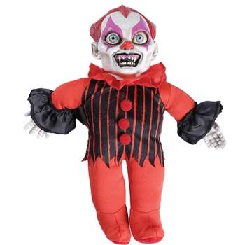 Seasonal Visions Haunted Clown Doll with Sound Halloween Decoration - 10 in - Red