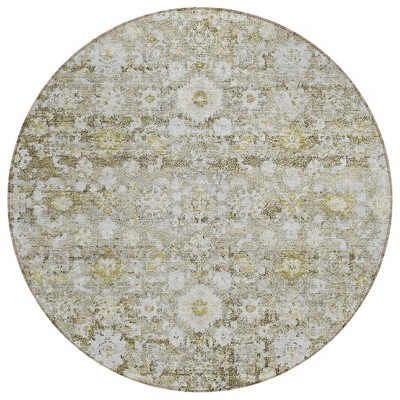 Taupe Beige And Gold Oriental Washable Indoor Outdoor Area Rug