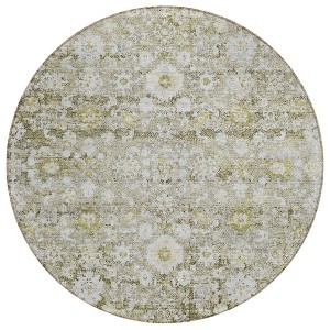 Taupe Beige And Gold Oriental Washable Indoor Outdoor Area Rug - 1 of 4