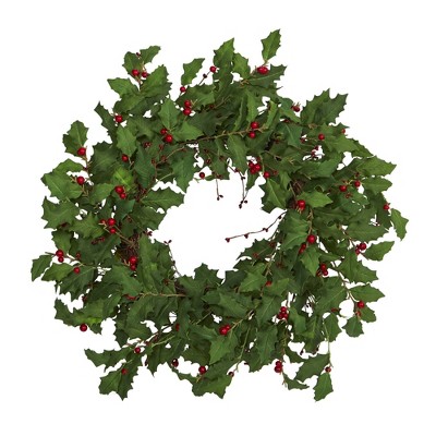 Nearly Natural 28” Holly Berry Artificial Wreath