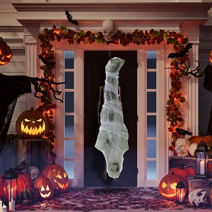 Skeleteen Hanging Cocoon body Decoration - Fake Human Skeleton Body Cocooned Prop for Outdoor and Indoor Haunted House Decorations - 1 of 4
