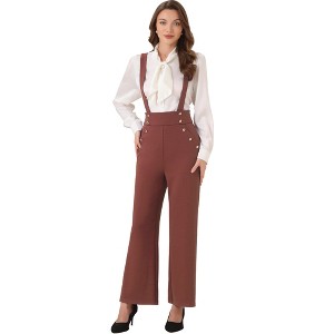 INSPIRE CHIC Women's Casual Office Adjustable Straps Wide Leg Jumpsuits - 1 of 4