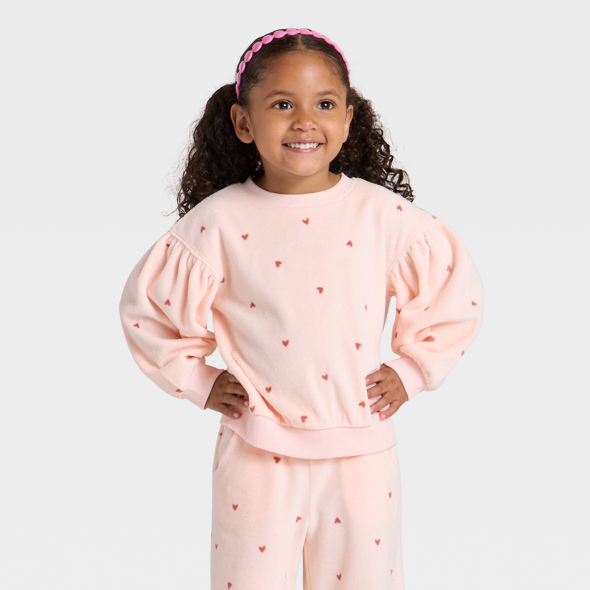 Toddler Girls' Velour Sweatshirt - Cat & Jack™ Peach Orange 2T