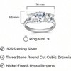 Sterling Silver Engagement Rings for Women - Three Stone or Garnet Ring, Size 7 - 3 of 4