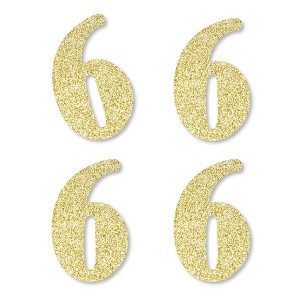 Big Dot of Happiness Gold Glitter 6 - No-Mess Real Gold Glitter Cut-Out Numbers - 6th Birthday Party Confetti - Set of 24 - 1 of 4