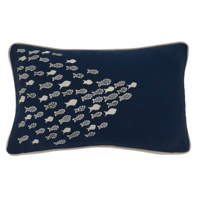 12"x20" Oversize School O'Fish Lumbar Throw Pillow Cover - Saro Lifestyle