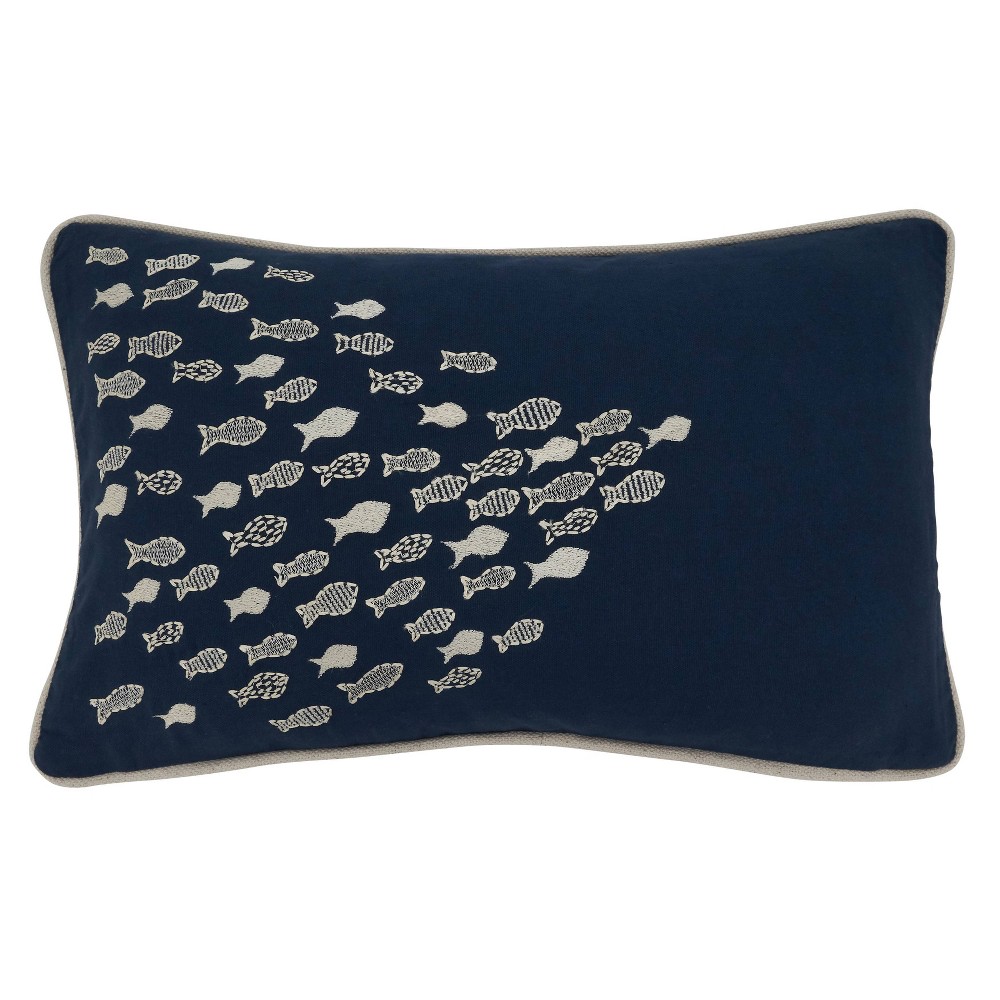 Photos - Pillow 12"x20" Oversize School O'Fish Lumbar Throw  Cover - Saro Lifestyle