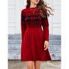 Women Long Sleeve Knitted Crewneck High Waist A-Line Cute Mini Sweater Dress - 2 of 4