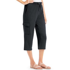 Collections Etc Drawstring Cargo Pocket Knit Casual Capri Pants - 1 of 4