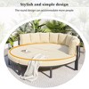 Patio Furniture Set, 4 Piece Round Outdoor Conversation Set With Cushions, Modern Upholstered Couch, All Weather Metal Sectional Sofa, Beige - 3 of 4