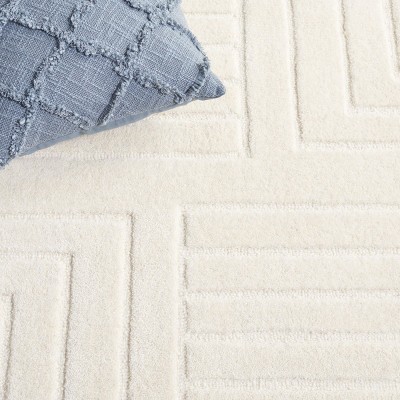 Ivory Hand-Tufted Wool Square Area Rug, 6'