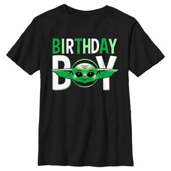 Boy's Star Wars: The Mandalorian Grogu Green Birthday Boy T-Shirt