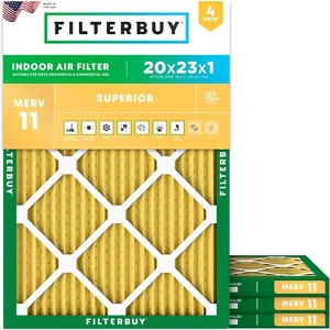 Filterbuy 20x23x1 Air Filter (4-Pack), Pleated MERV 11 Allergen Defense Replacement HVAC AC Furnace Filters (Actual Size: 19.50 x 22.50 x 0.75) - 1 of 4