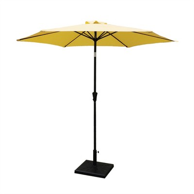 XINGHANZHENXUAN 8.8 feet Outdoor Aluminum Patio Umbrella, Market Umbrella with 42 Pound Resin Umbrella Base, Push Button Tilt and Crank lift