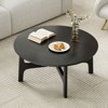 FURNIinspire Coffee Tables, Round Coffee Table with Tabletop and Cross Frame for Living Room, Hallway, Black, 39.3"*39.3"*17.7" - 2 of 4