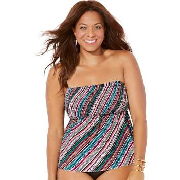 Swimsuits For All Women's Plus Size Longline High Neck Bikini Top, 22 -  Emerald : Target