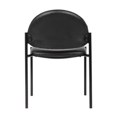 Black Armless Caressoft Vinyl Stacking Chair with Metal Frame