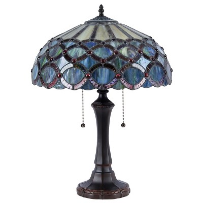 Antique Bronze Adjustable Stained Glass Tiffany-style Table Lamp