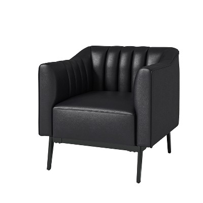 Carsten Industry 30" Wide Faux Leather Chair with Metal Leg| HULALA HOME