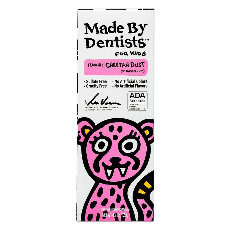 Made By Dentists Kids Cheetah Fluoride Anticavity Toothpaste -Strawberry - 4.2 oz, 1 of 8
