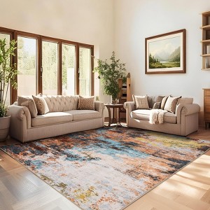 Washable Modern Area Rugs 5x7 Non-Shedding Contemporary Floor Mat with Non-Slip Backing,Colorful Throw Rug for Bedroom,Living Room - 1 of 4