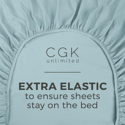 Light Blue Full Size Cotton Deep Pocket Fitted Sheet