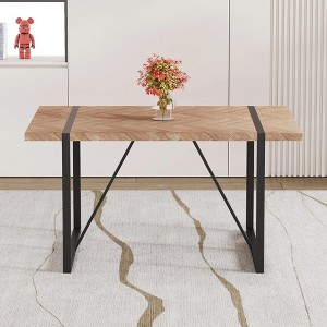 Okak 55IN Modern Rectangular Dining Table, Kitchen Table with Thick Tabletop and Metal Legs, Small Table for Living Room - 1 of 4
