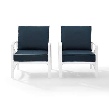 Kaplan 2pc Outdoor Accent Chairs - Navy/White - Crosley