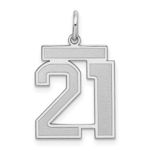 Black Bow Jewelry Sterling Silver, Jersey Collection, Medium Number 21 Pendant - 1 of 4