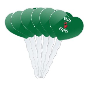 Mississippi Valley State University Delta Devils Logo Heart Love Cupcake Picks Toppers Decoration Set of 6 - 1 of 4