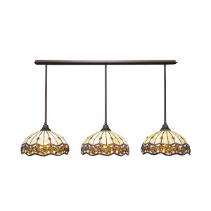 Toltec Lighting Any 3 - Light Chandelier in  Dark Granite with 16" Roman Jewel Art Glass Shade - 1 of 1