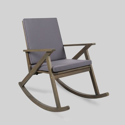 Gus Acacia Wood Patio Rocking Chair - Gray - Christopher Knight Home