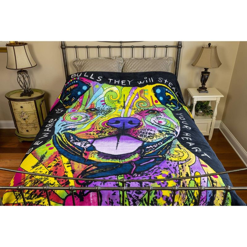 Dawhud Direct 75" x 90" Colorful Dean Russo Pit Bull Fleece Throw Blanket for Women, Men and Kids, 3 of 6