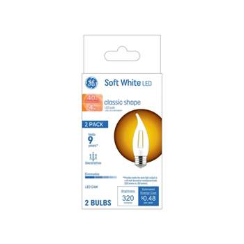 GE 2pk 4 Watts Soft White Medium Base LED Decorative Light Bulbs