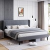 Bed Frame with Vertical Channel Headboard, Upholstered Bed Frame with Wood Slats - 3 of 4