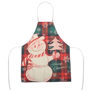 Unique Bargains Christmas Aprons Linen Red Black Green Beige 21.65"x26.77" 1 Pcs - 1 of 4