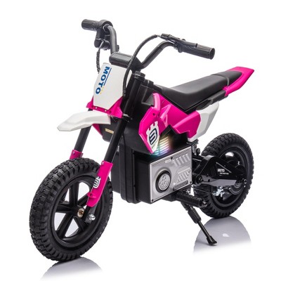 Lomsoe 24V Kids Ride On Electric Toy Motocross Motorcycle,200W High Speed Hub Motor,Rear wheel shock absorber,Adjustable speed,LED breath lamp