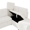 NicBex Couches for Living Room Sectional Pull-out Sofa Bed L-Shaped Sofa with Movable Ottoman, Storage Space, a Cup Holder, and 2 USB Ports, White - 2 of 4