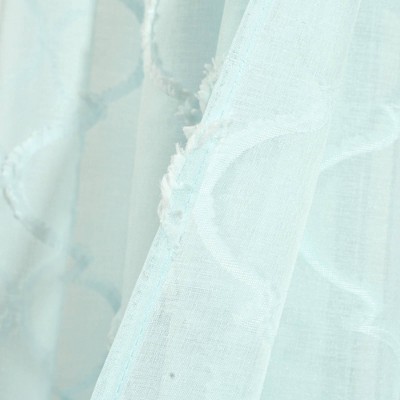 Turquoise Trellis Sheer Grommet Curtain Panels, 84" Set of 2