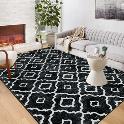 Washable Area Rugs, Rug Geometric Modern Rug for Bedroom, Non Slip Throw, Rugs Low Pile Stain Resistant Carpet for Nursery Dining Room