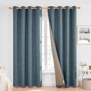 Deconovo Embroidered Leaf Farmhouse Sheer Curtains (2 Panels) - 1 of 4