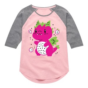Girls' - Instant Message - Dragonfruit Shirt Tail Raglan Graphic T-shirt - 1 of 4