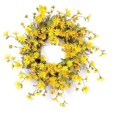 Melrose Yellow Daisy Floral Wreath 23"D