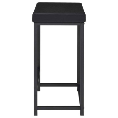 Black Faux Leather and MDF Rectangular Pub Set with 2 Chairs